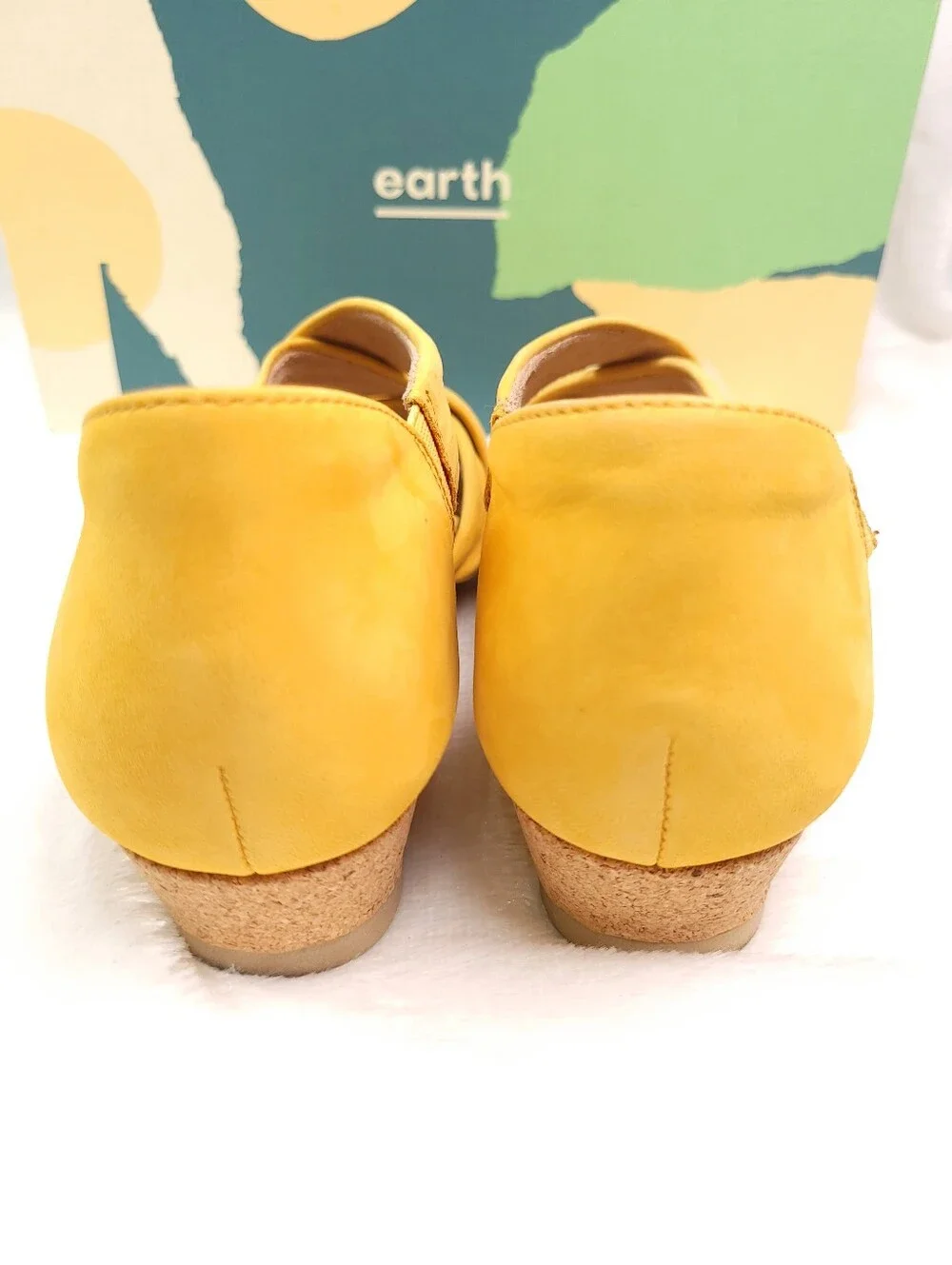 Earth Ficus Gemini Leather Yellow Wedge Open Toe Sandals 5 602861WBCK